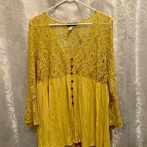 Flower print lace blouse